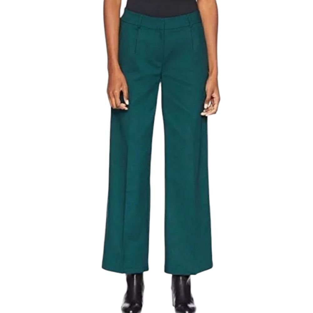 Eileen Fisher Drapey Tencel Stretch Pine Green Wide Leg Trouser Pant size 8